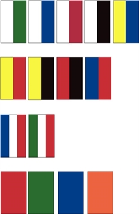 Medaljband: färgkombinationer.